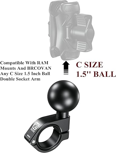 Miniatura 7 de BRCOVAN Soporte de abrazadera de barra de aleación de aluminio con bola de TPU de 1.5 pulgadas, compatible con soportes RAM, brazo de doble zócalo