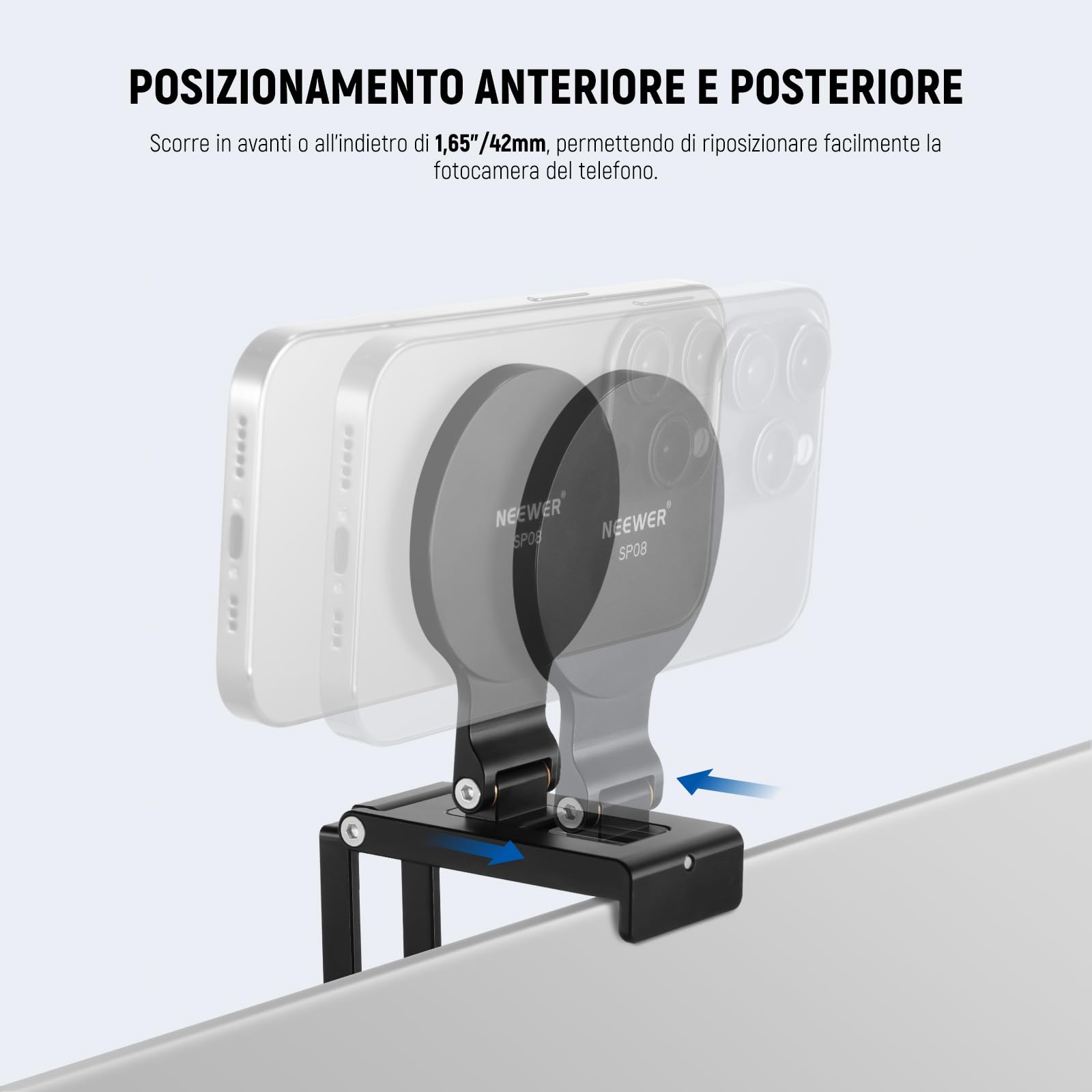 Neewer Supporto Fotocamera Continuity per Monitor da Scrivania, Attacco Magnetico Pieghevole per Telefono/Fotocamera/Webcam con Base Arca, Compatibile con MagSafe iPhone iMac Mac Laptop Samsung, SP08