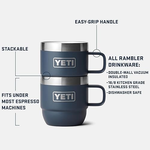 Miniatura 2 de YETI Rambler - Taza apilable de acero inoxidable con aislamiento al vacío, 6 onzas, 2 unidades, verde azulado agave
