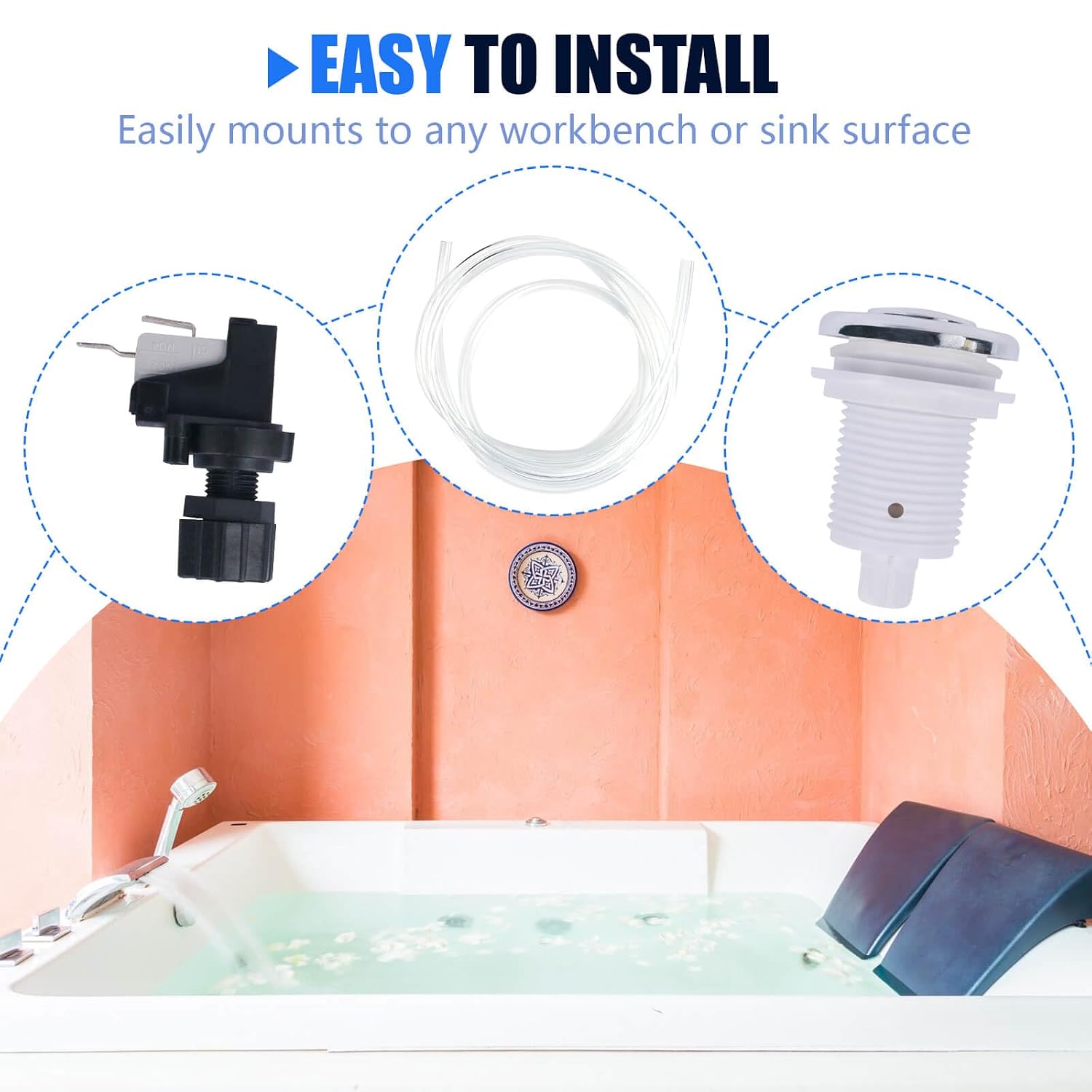 Fuoequl 16A On Off Push Button Switch for Jetted Whirlpool Jet White | For Bath Tub Spa, Garbage,Air Activated Switch Button