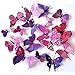Mudder 3D Butterfly Stickers Wall Stickers for Home, Room Decoration, 24 Pieces (Purple Red)