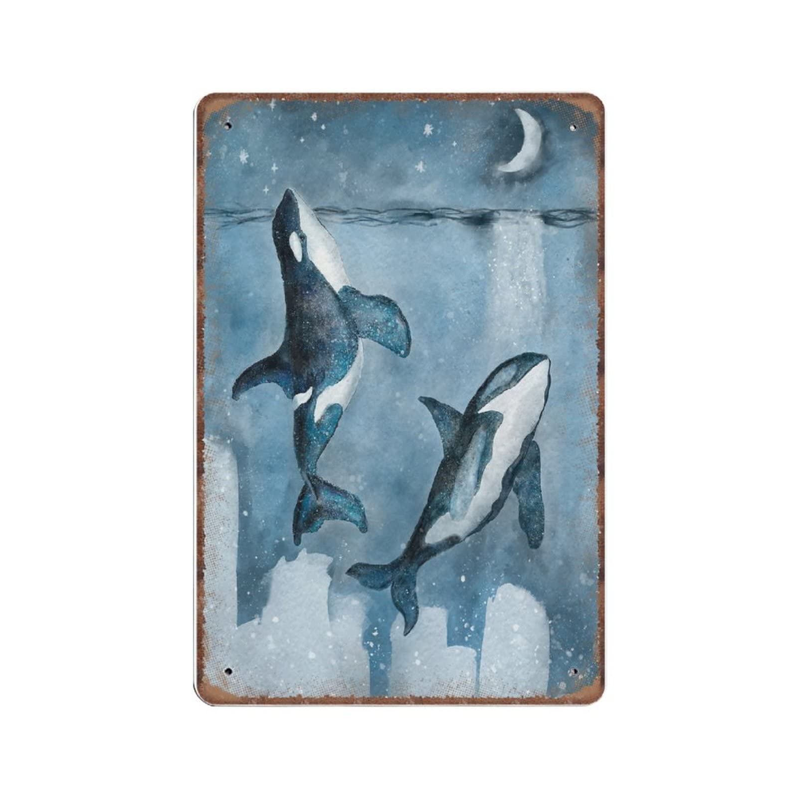 Daiercy Retro Tin Signs 8 Funny Vintage Sign Whale- Ocean Animal Metal Tin Signs For Kitchen Garden Garage Bathroom Wall Decor 140X200 Mm