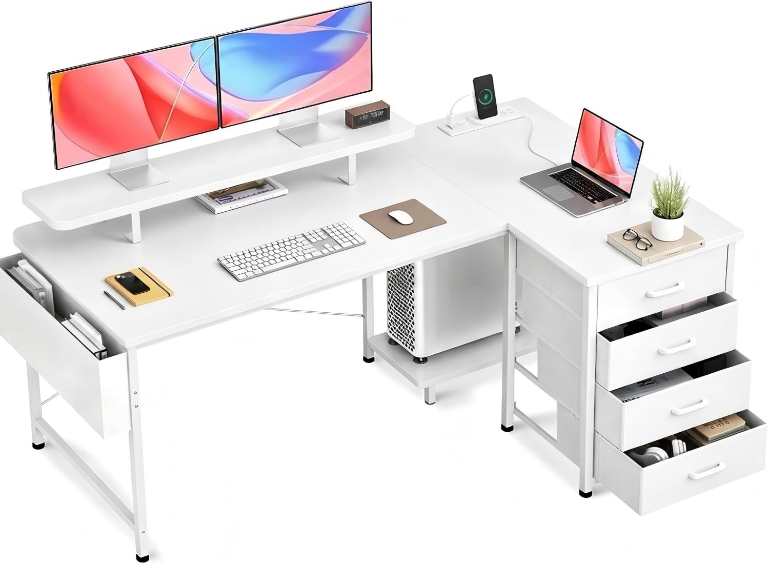 claiks bureau d'angle 4 tiroirs