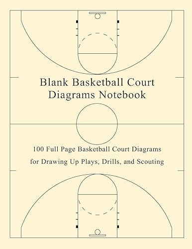 Blank Basketball Court Diagrams Notebook: 100 Full Page Basketball Court Diagrams for Drawing Up Plays, Drills, and Scouting
