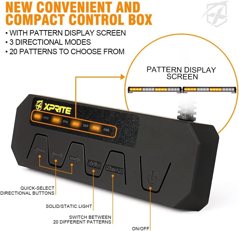 Miniatura 5 de Xprite Luces estroboscópicas de emergencia LED blancas y rojas, barras de luz intermitentes de seguridad para parabrisas interior para vehículos de