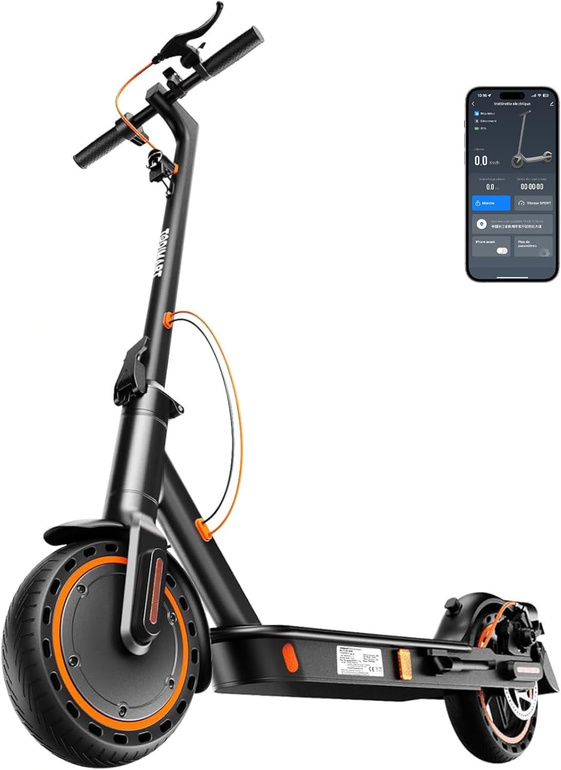 TODIMART E-Scooter mit Straßenzulassung, 500W Motor, klappbar | Klappbares Design App-Steuerung 20 km/h Höchstgeschwindigkeit 8,5-Zoll-Vollgummireifen Tempomat