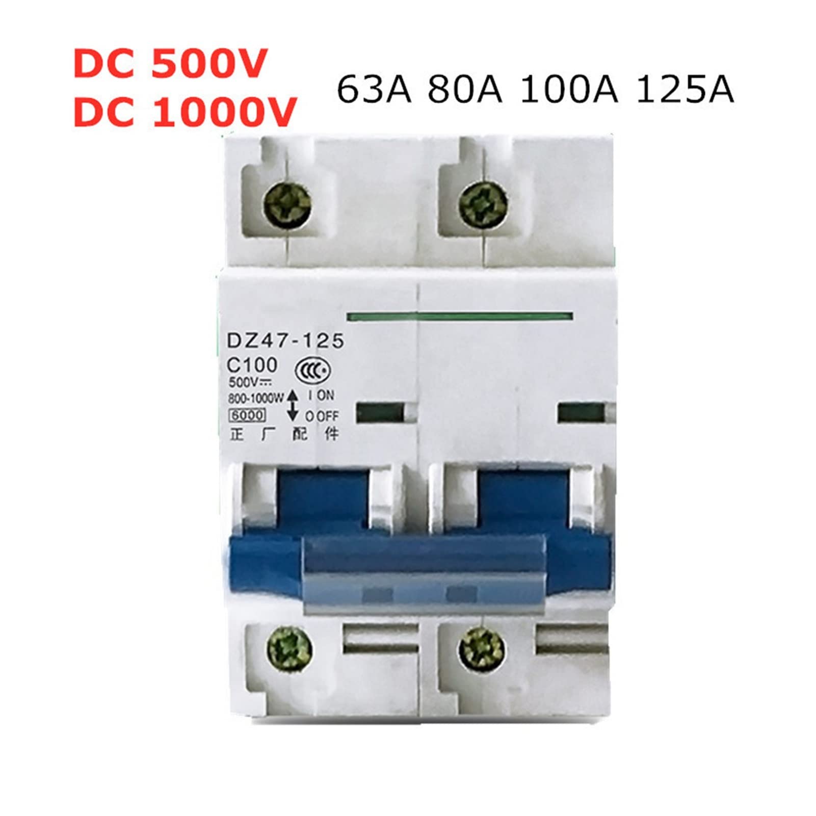 Wyłącznik automatyczny 2P DC 1000V 500V solarny mini wyłącznik 63A/80A/100A/125A DC1000V DC500V MCB(63a Dc500v)