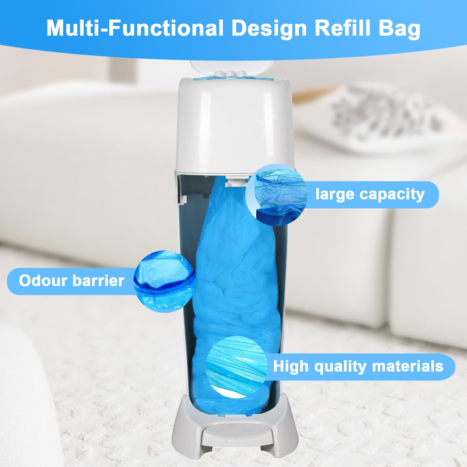 11 cartuchos de recambio para cubos de pañales, 6,5 m, bolsas de repuesto con fragancia, tecnología de 7 capas, compatible con Angelcare, Tommee Tippee, Litter Locker, vástago