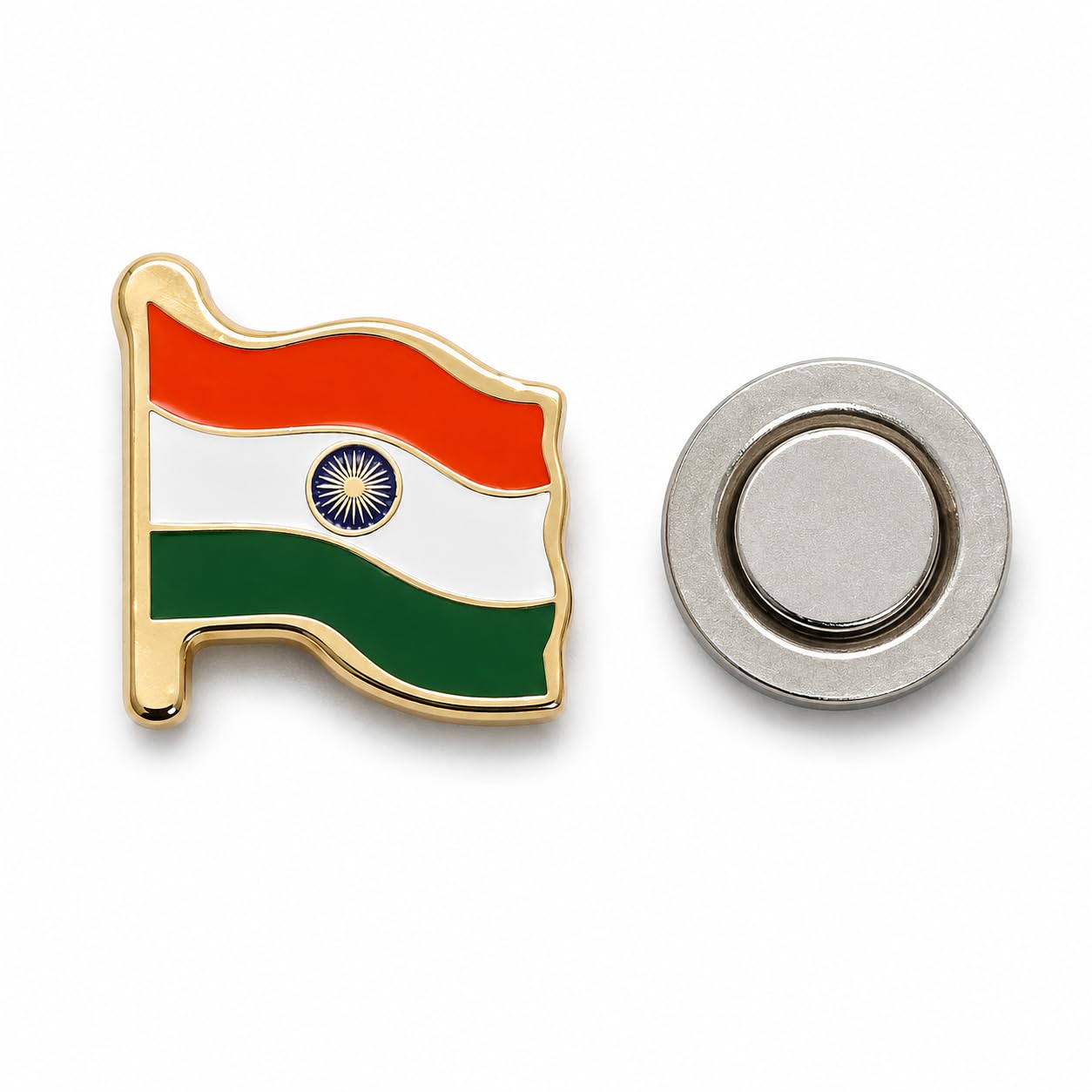 Indian Flag Magnetic Lapel Pin for Men, Women & Kids | Tricolor Tiranga Badge for Shirt, Suit, Kurta & Dress | Independence Day & Republic Day Flag Pin-image-47