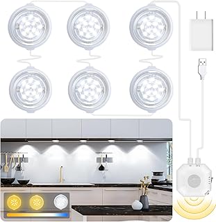 Under Cabinet Lights Motion Sensor, Kitchen Cabinet Lights 3 Color Plug in Under Counter Lights for Kitchen, Motion Sensor Led Lights for Cabinet Kitchen Counter Closet Lights Indoor