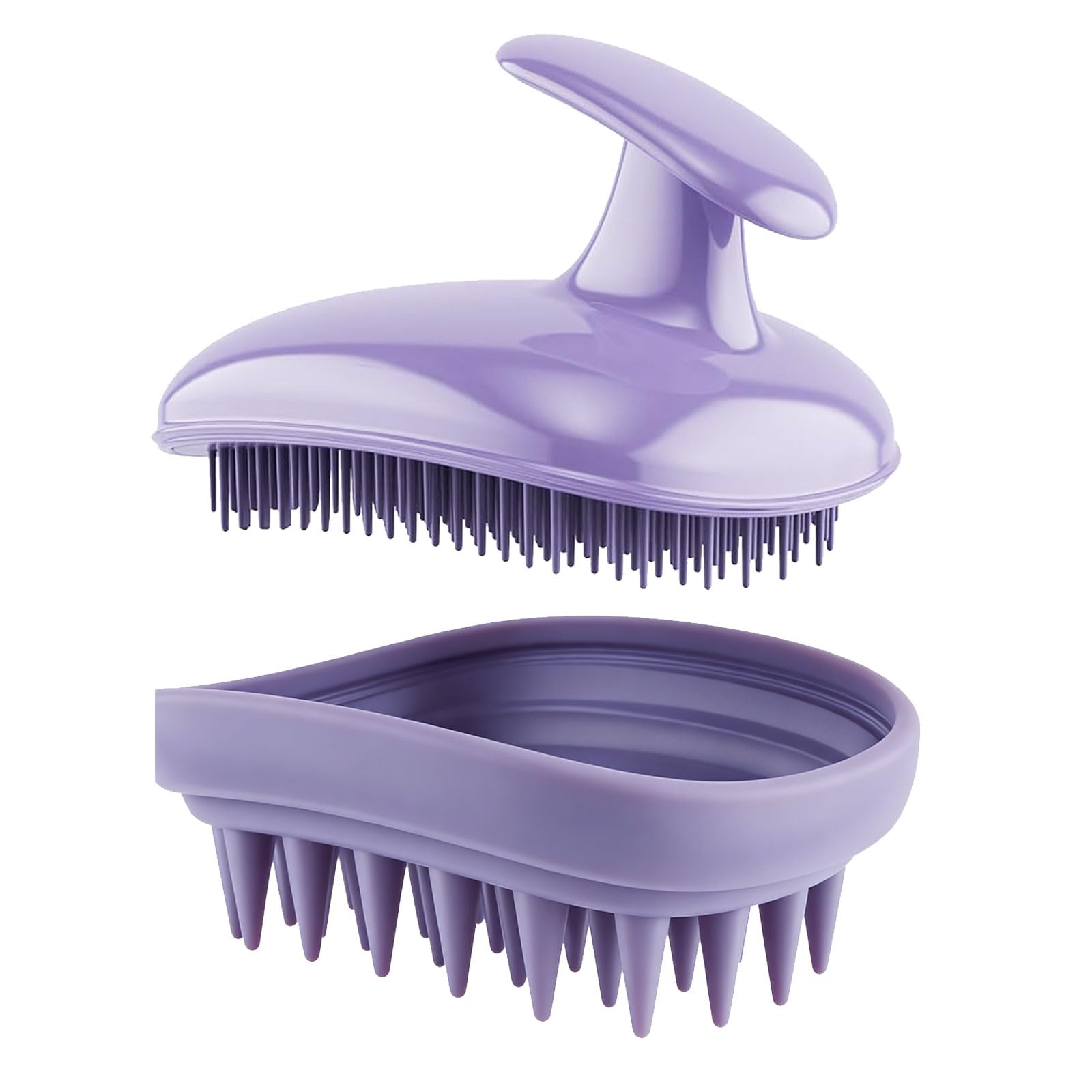 2 in 1 Scalp Massager Brush, Exfoliating Dandruff Removal and Hair Growth, Detangler for Wet or Dry Hair - For All Hair Types (Purple)