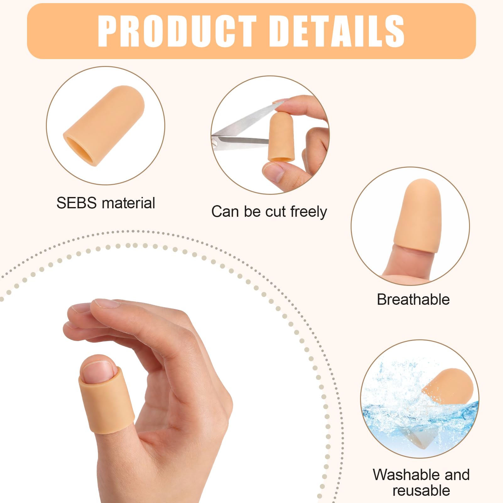 10 pcs Protège-doigt, Doigtiers en silicone pour doigt, protection du pouce - Conception étanche - Pour doigts fissurés, eczéma des mains, arthrite des doigts - Kaki