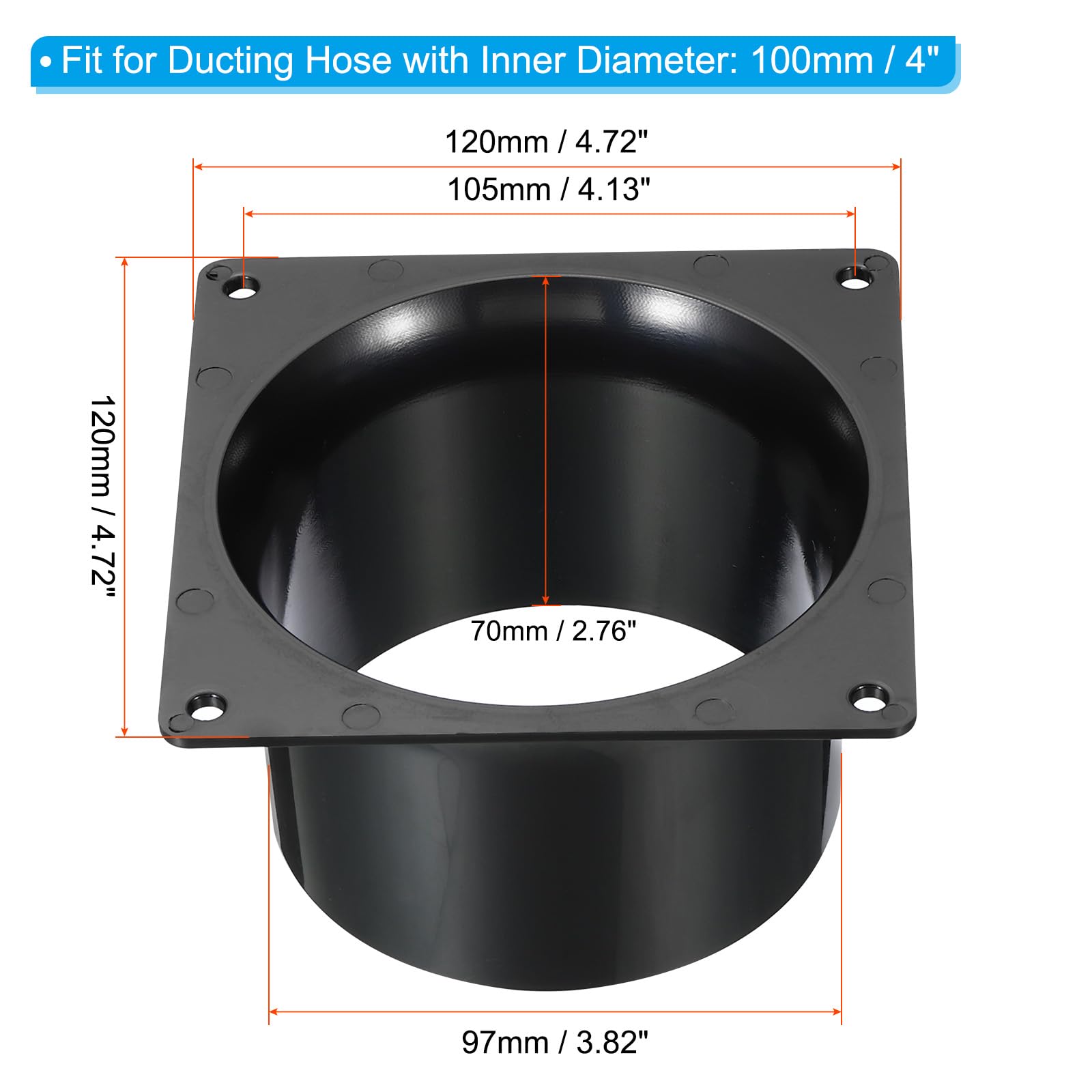 PATIKIL 4" Duct Connector Flange - Image 2