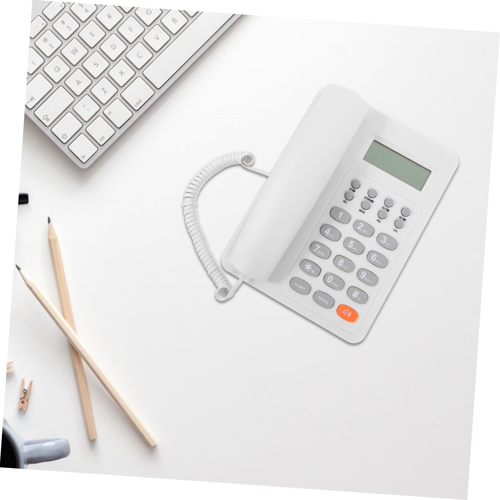 LALAFINA Telefono Fisso da Scrivania Ufficio in Plastica Bianco
