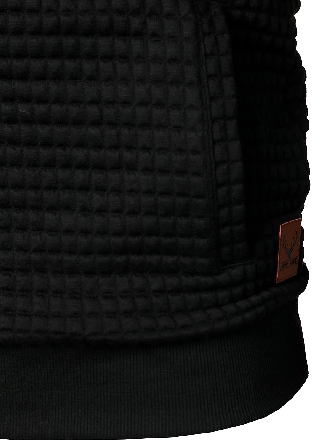 HOOD CREW - Sudaderas de manga larga con capucha con cordón para hombre, informal, de jacquard a cuadros