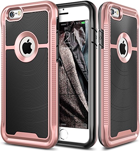 E LV iPhone 6S Case Cover Slim Armor Defender for iPhone 6S / iPhone 6 - [BLACK/ROSE GOLD]