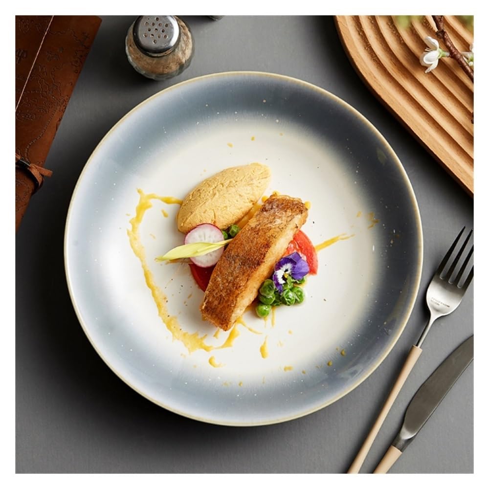 Platos de cerámica redondos de lujo para espaguetis, filetes y verduras