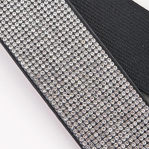 auwiyd Rhinestone Elastic Belt Stretchy Shiny Crystal Waistband for Suit Dress Wide Waist Band Elastic Belt for Women Girls2