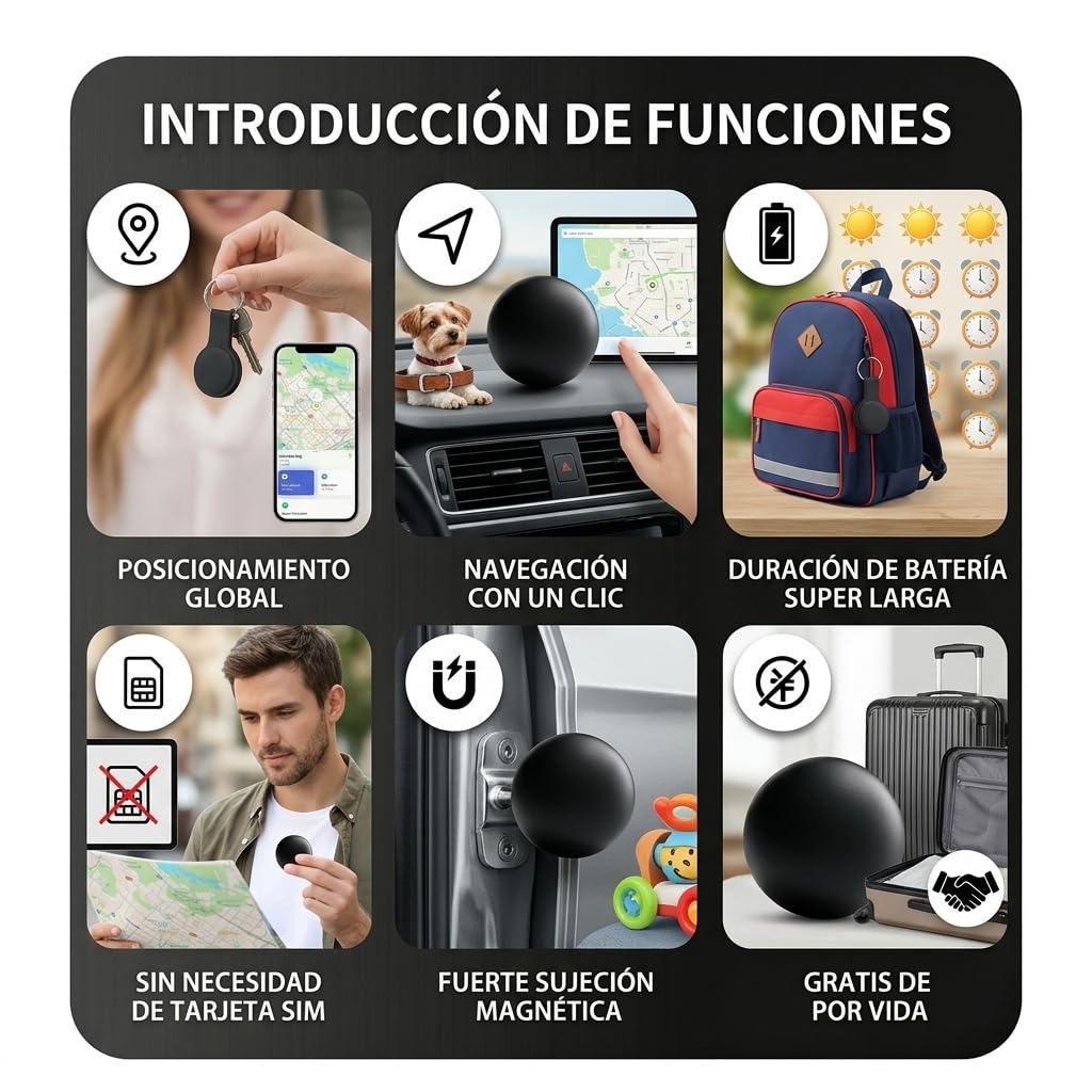 Aimtrack Pro - Buscador de artículos Bluetooth, rastreador de Mascotas y localizador GPS Global, Compatible con Sistemas iOS y Android