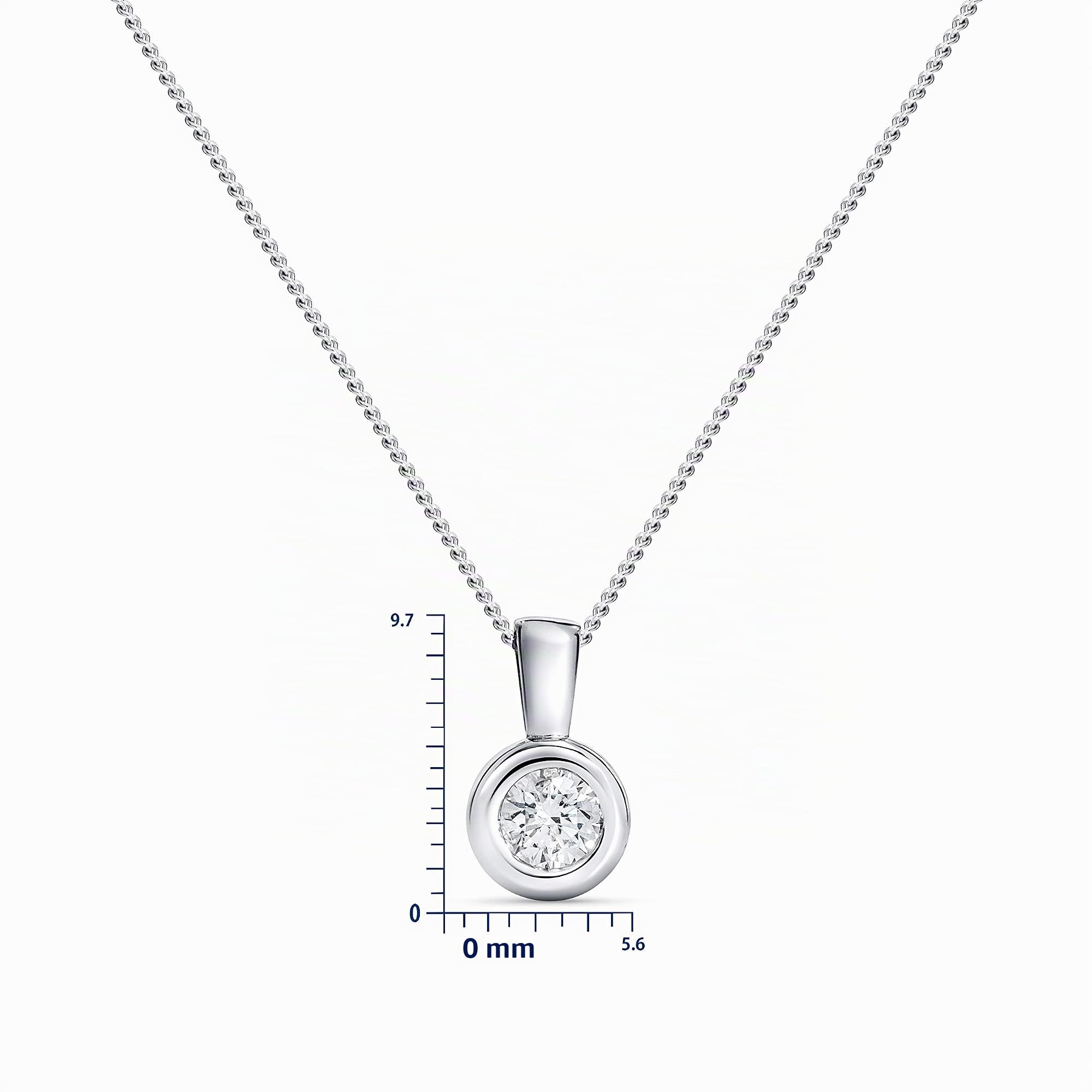 MIORE Kette Damen 0.15 Ct Diamant Halskette mit Anhänger Solitär Diamant Brillant Kette aus Weißgold 14 Karat / 585 Gold, Halsschmuck 45 cm lang