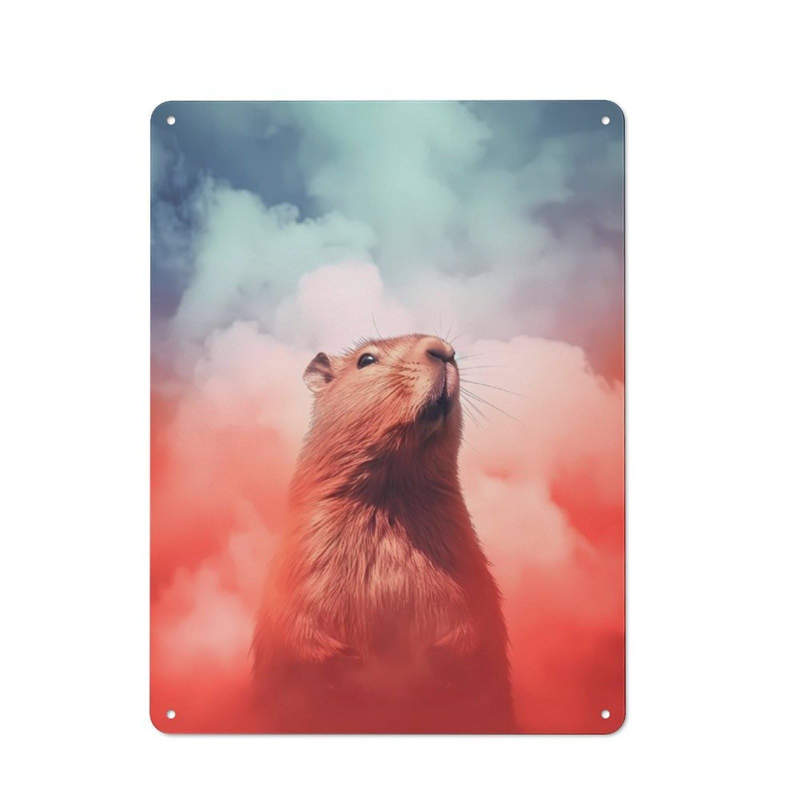Junmoney Capybara Smoke Vintage Metal Sign 40X30cm For Workshop Wall, With Clear Vintage Wall Decor Character