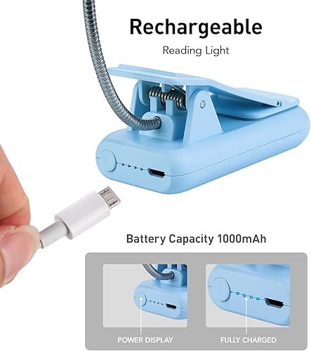 Miniatura 5 de VAVOFO - Luz de lectura recargable para leer, 7 LED con 9 niveles de luz cálida, fría y luz diurna, lámpara para el cuidado de los ojos con