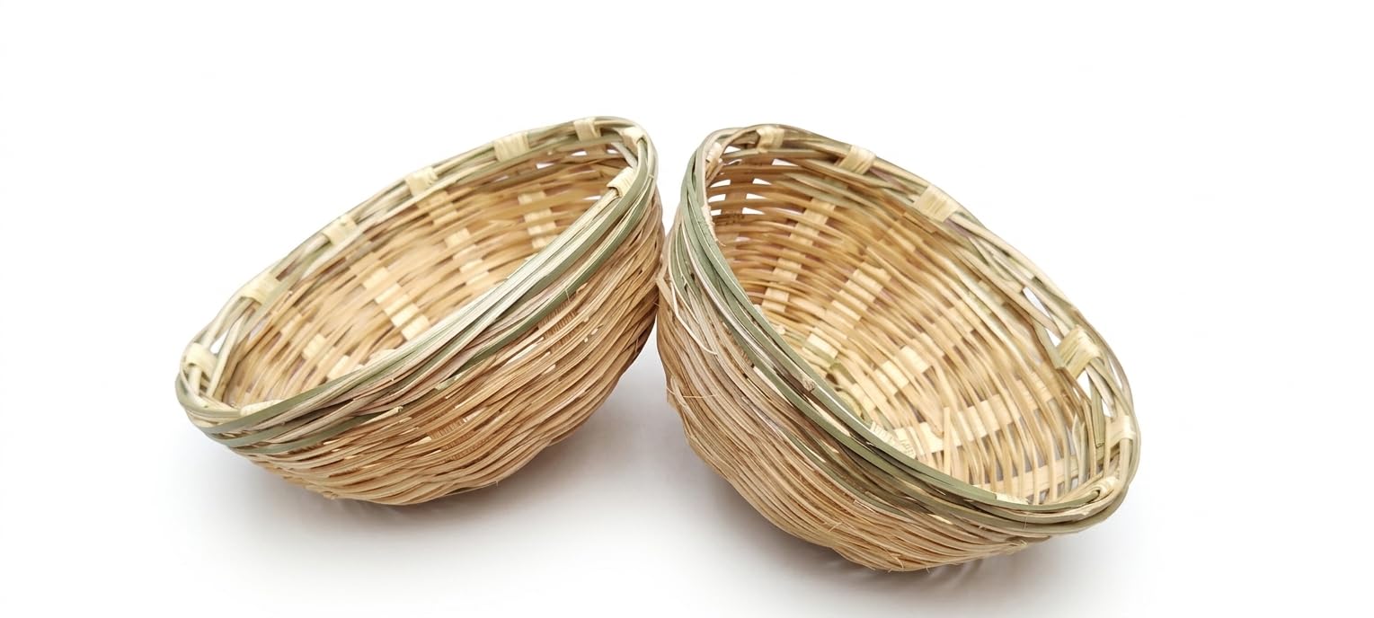 Handmade Bamboo Storage Basket Set (2 Pieces) – Small Size, Eco-Friendly Multipurpose Basket-image-41