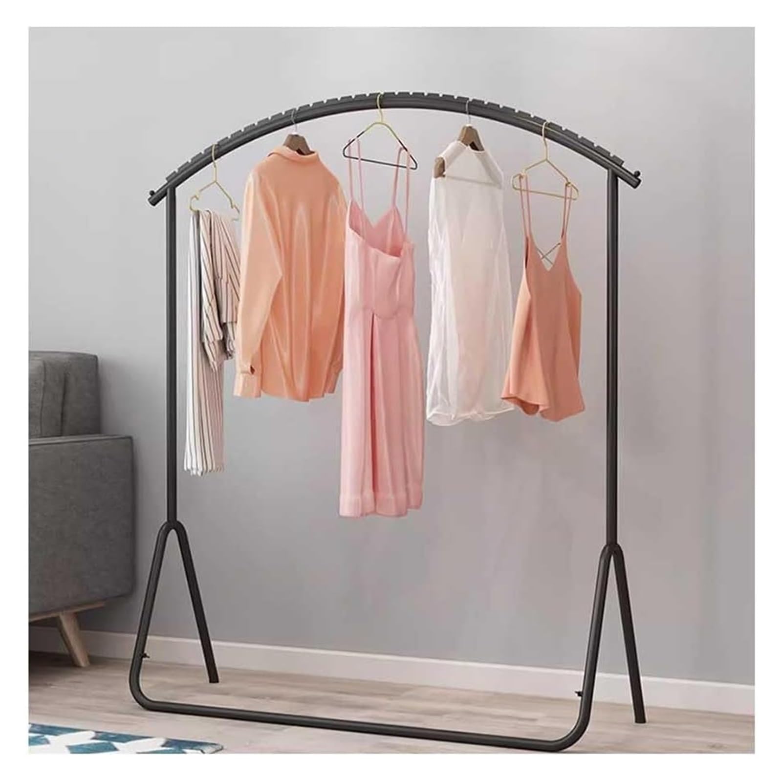 YNBSHGAA Clothes Rail Garment Rack Freestanding Clothing Racks, Modern Metal Clothes Rack Minimalist Coat Rack For Hanging Boutiques And Bedroom Balcony Simple Clothes Hanging Ra,Black-100x40x150cm