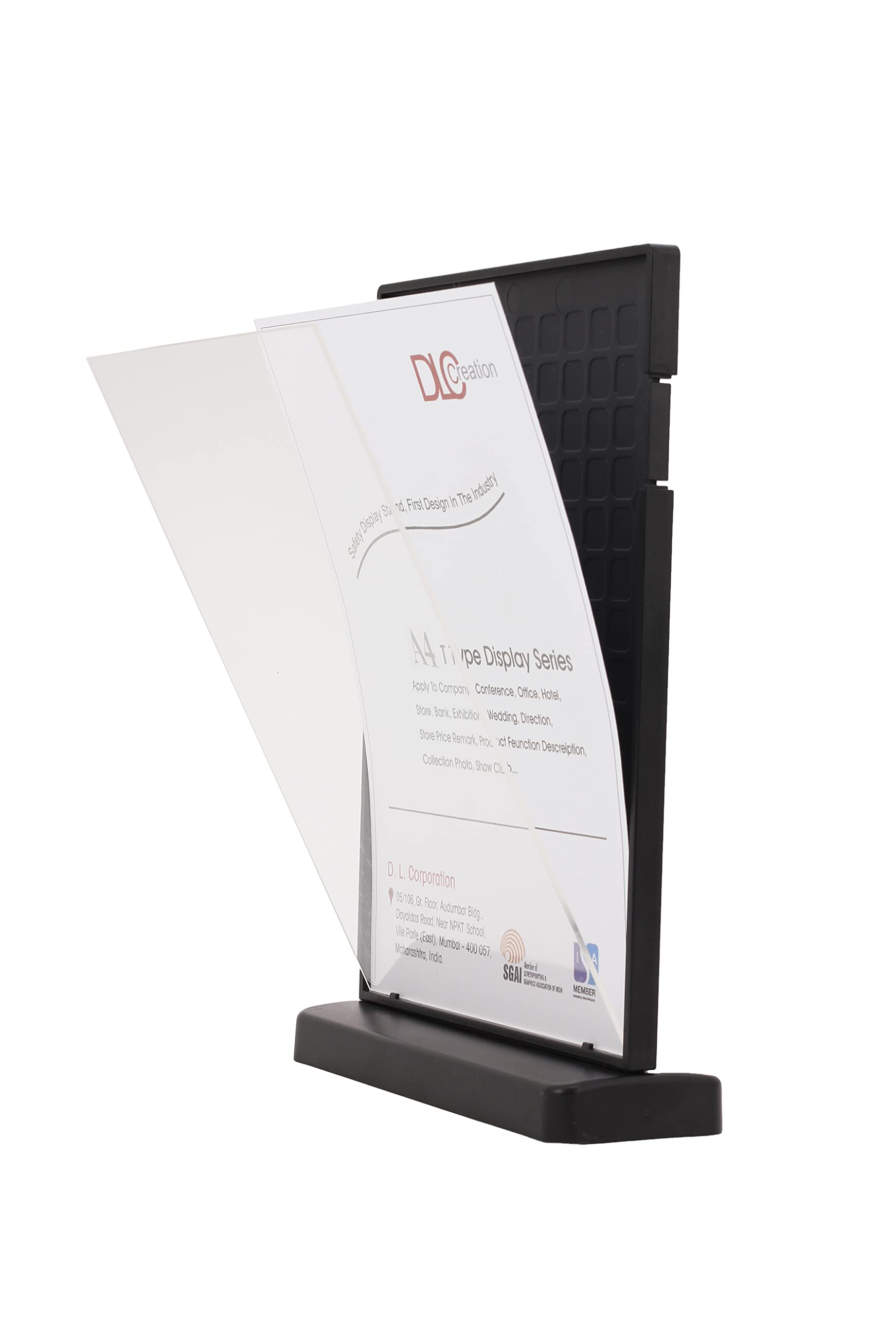 Plastic Molded A4 Size Double Side Vision Black Table Display Stands - 21 x 29.5 cm