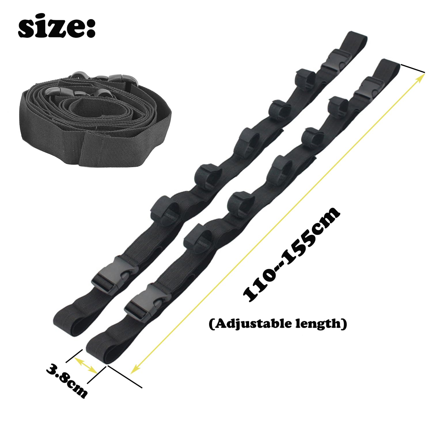 Lot de 2 Supports Canne pour Voiture, Support de Canne à Pêche pour Voiture, Porte-Canne à Pêche de Voiture, Sangle de Canne à Pêche pour Véhicule, pour Voiture Wagon, Camion, SUV