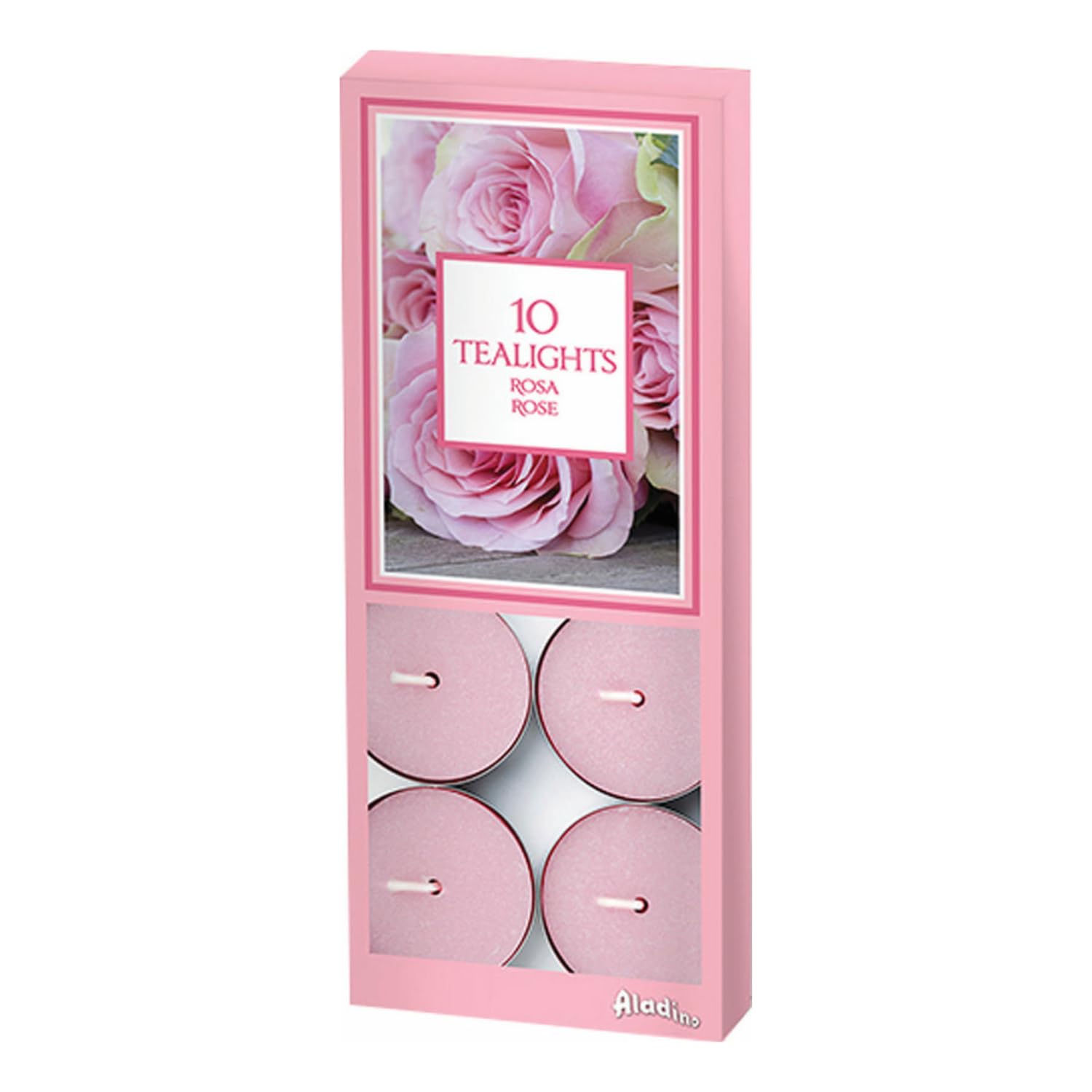Marco Paul Interiors Women's Rose Marco Paul 10 Pack Scented Candles - 8 Hour Burn Floral Tea Lights Dripless Clean Burn - Pink Candles For Candle Holders, Christmas Decor, Stocking Fillers, Mantelpieces & Candle Gifts For