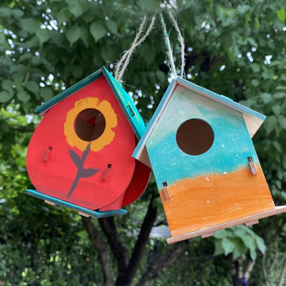Toyvian 1 Juego Casa De Pájaros Artesanía De Pintura De Aves Nido De Pájaro Grafiti Pinta Tu Pajarera Nido De Pájaro Colgante Kit De Pajarera Chico Hazlo Tu Mismo De Madera Niño