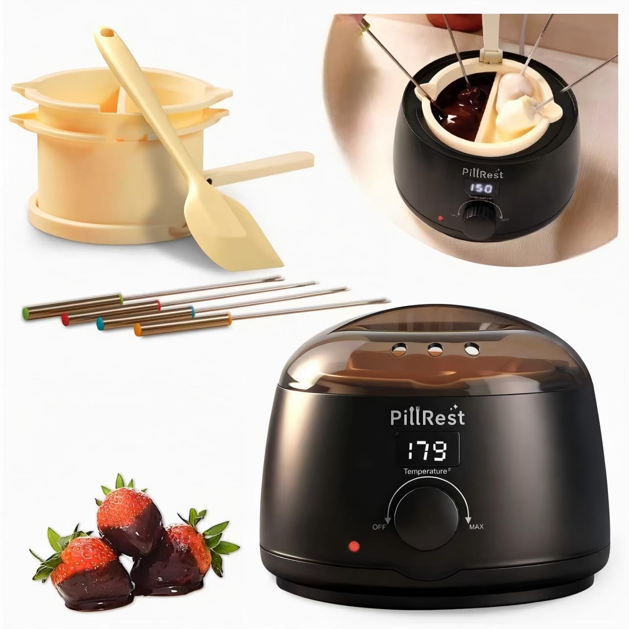 Chocolate Melting Pot, Electric Fondue Pot Set for Candy Melts &amp; Cake Pops