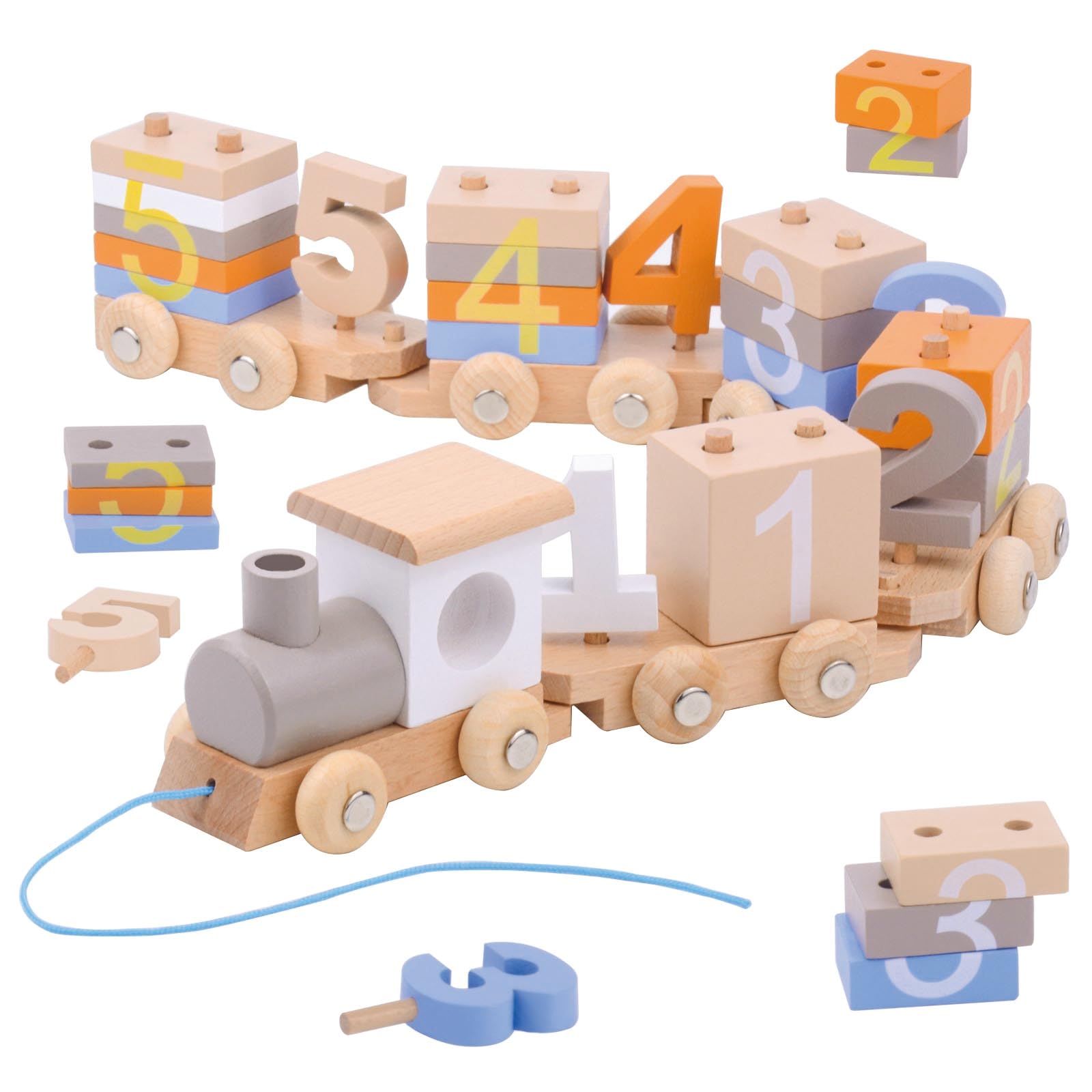 Dr. MUYA Montessori Toy for 1 2 3 4 Years, Wooden Toys 1 Year Old, Toddler Toy, Wooden Train Set, Stacking Toys, Gift for Boys and Girls Aged 14 Years