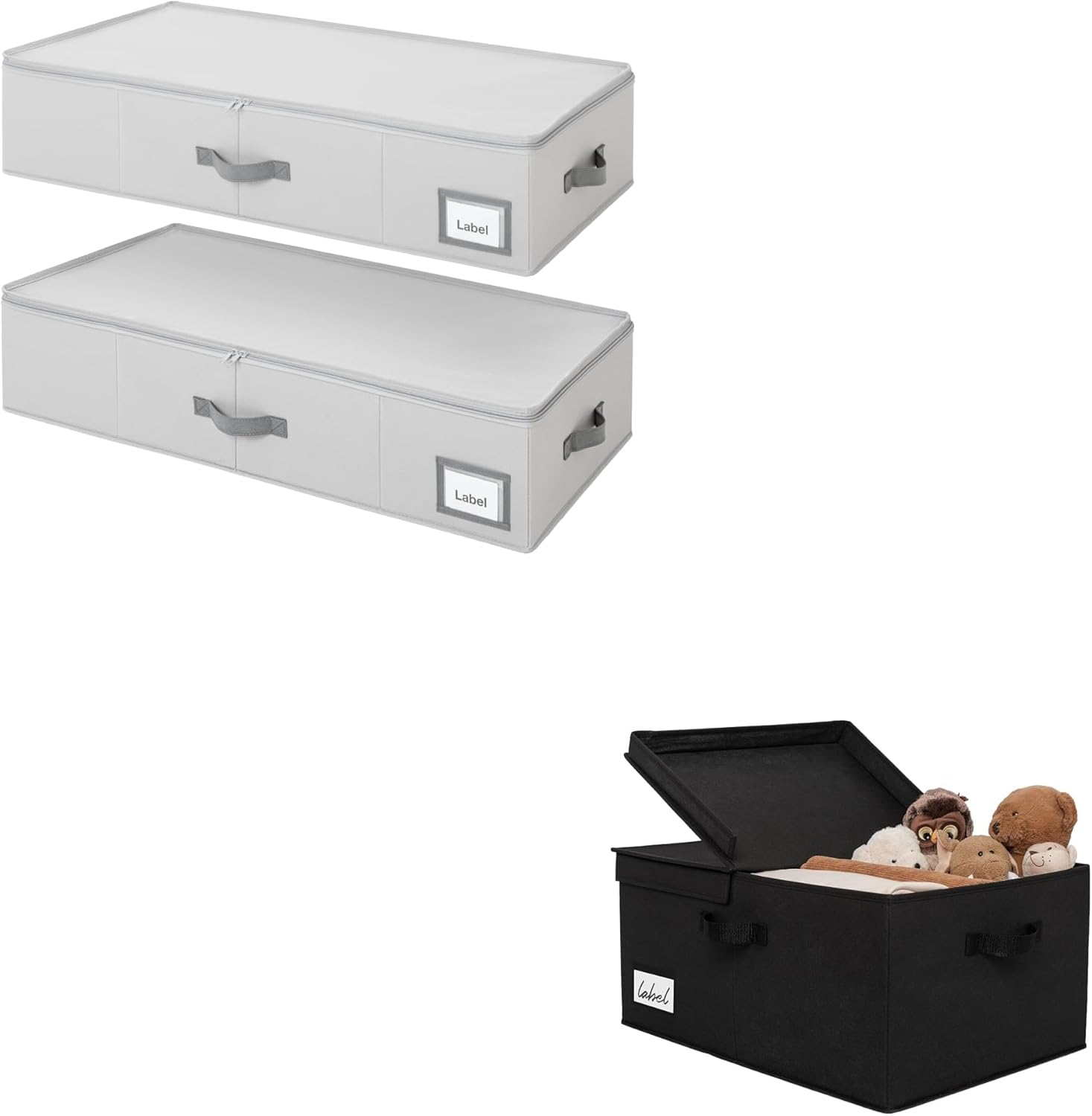 GRANNY SAYS 2 Pack Under Bed Storage, Underbed Organizer with Zipper Lid for Bedroom & Fabric Storage Bin with Lid, Linen Closet Organizers and Storage Baskets