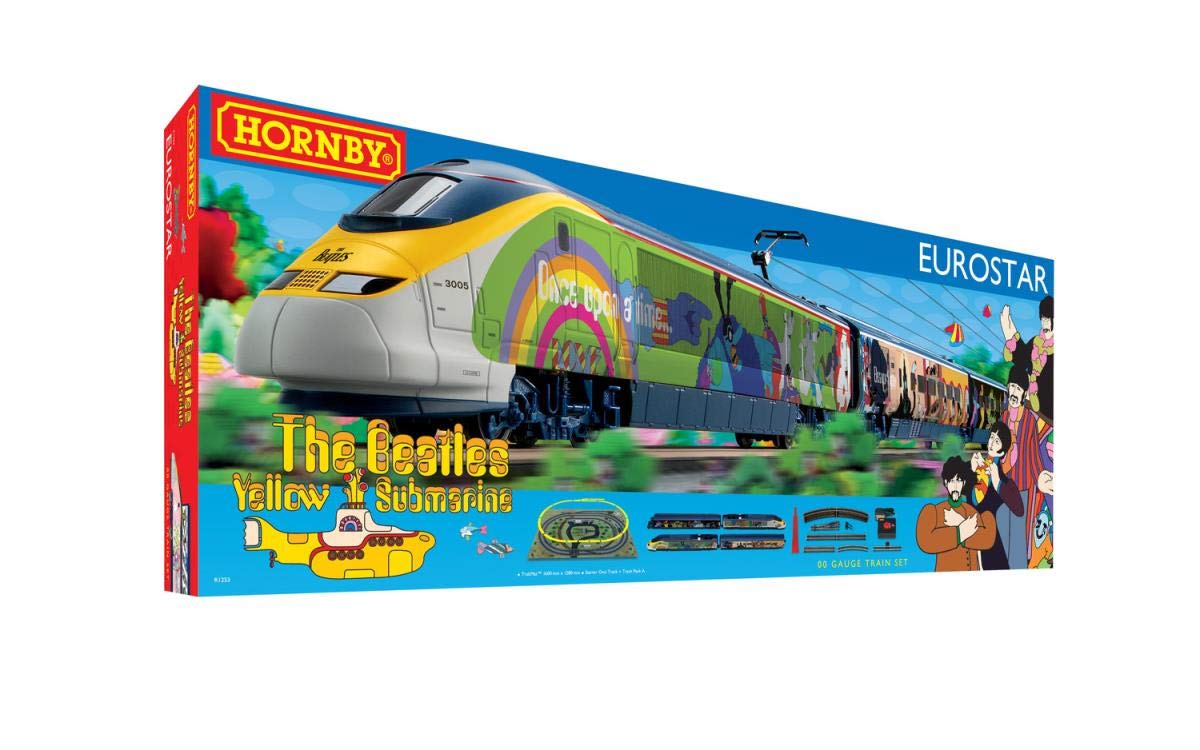 Hornby Electric Train Set - R1253T The Beatles Yellow Submarine - OO Gauge Train Starter Sets, Adult Vintage Trains, Small Hobby Model for Adults - with Tracks, MidiMat, Connecting Track, Controller