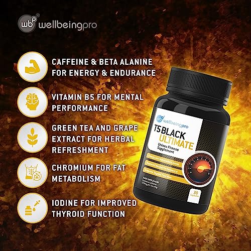 WBP T5 Black Ultimate (1 Month Supply) - Ultra High Strength Thermogenic Fat Burner - Keto Diet & Weight Management Pills - Vegan Friendly & GMP Certified UK Made Fitness Supplement - 30 Capsules - Image 5