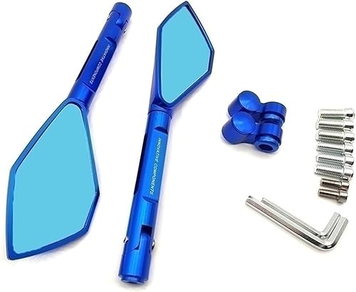 Mirror Motorcycle Mirror Aluminum Motorbike Handlebar Rearview Mirrors Blue ForYamaha XSR 700 900 TDM 900 YBR 125 YZF R15 XT660 MT125 (Color BLUE,