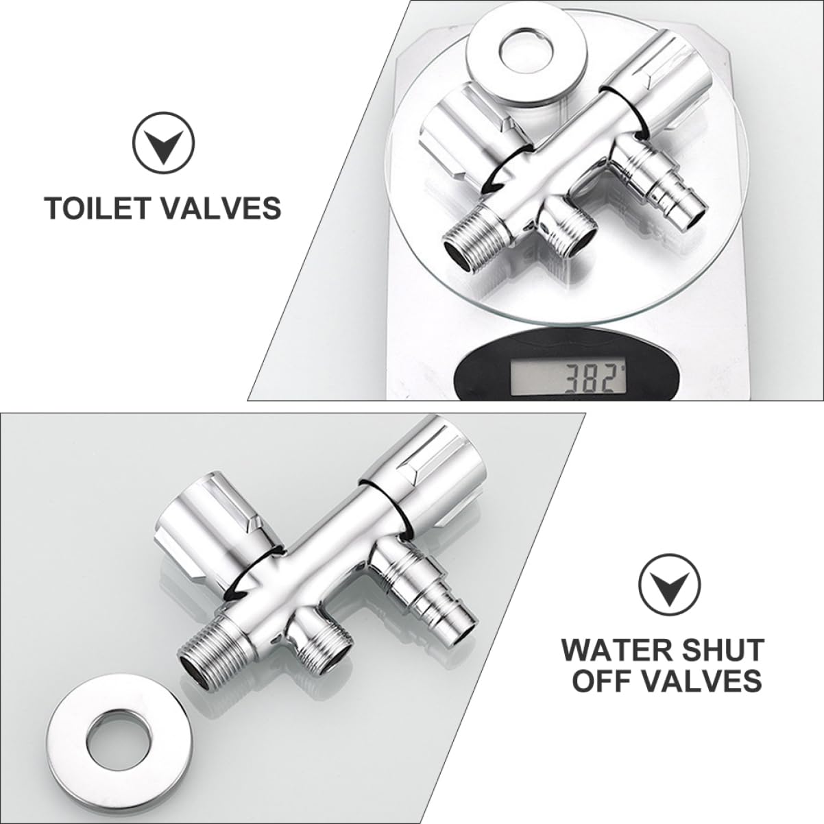 ORFOFE Válvula de Cierre de Agua Doble Entrada para Grifo de Lavadora Adaptador Práctico y Conveniente para Uso Doble Instalación y Control Independiente del de Agua Conector