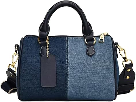 Women Handle Handbag Patchwork Mini Handbags Denim Cross Body Bags Ladies Small Boston Purses Bag Handbag