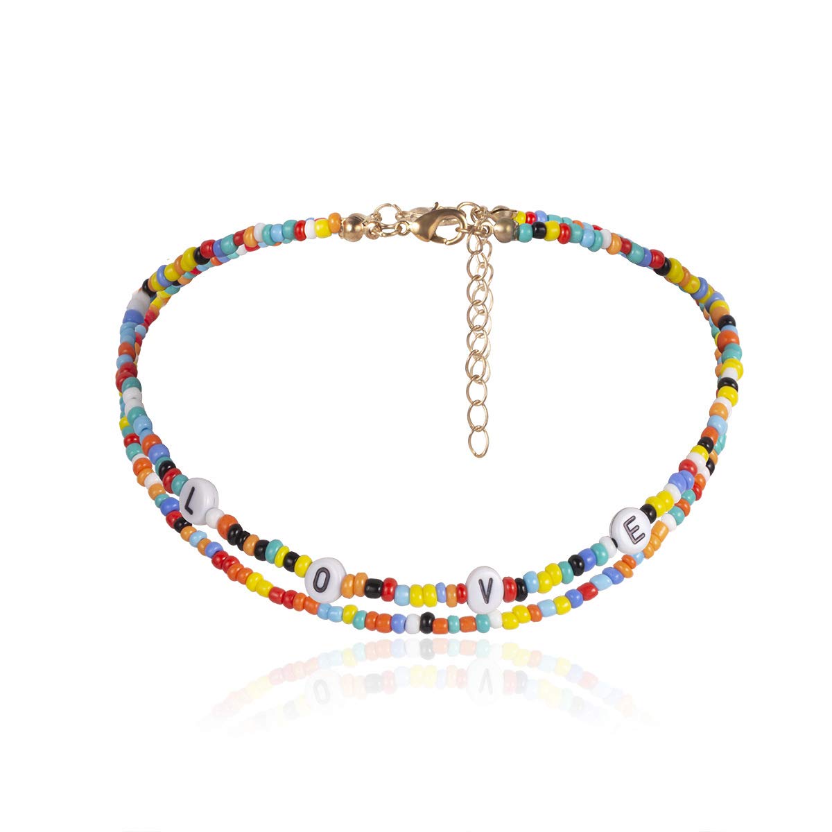 Aaishwarya Multi Coloured Daisy Rainbow Rice Beaded Chain/Necklace with Word Love for women and girls |Valentine gift for Girlfriend, Wife | Gift for Women (B09B3G9ZT2) Amazon Price History, Amazon Price Tracker