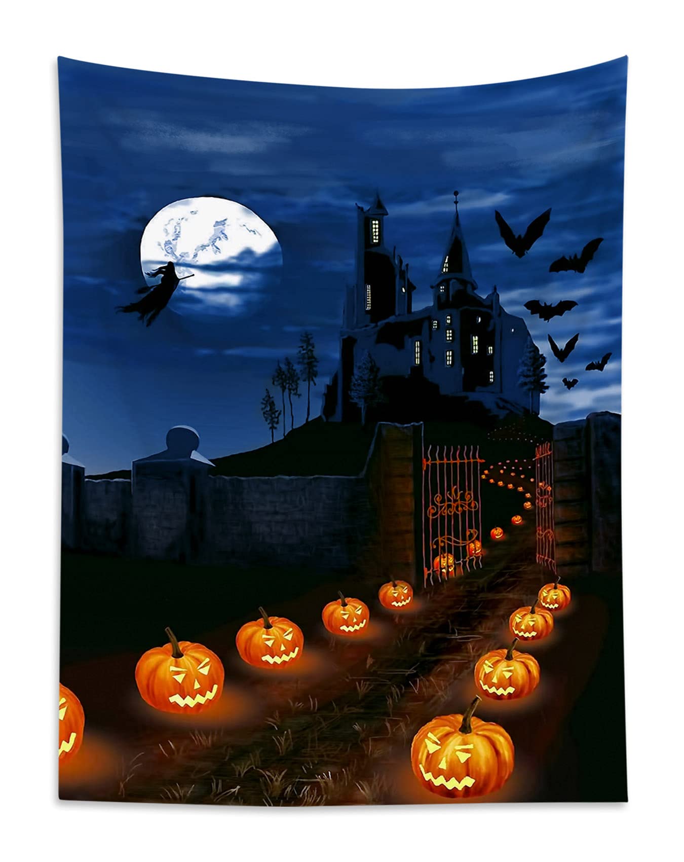 Amazon.co.jp: ZQBDFC ハロウィン タペストリー かぼちゃ ホラー 青