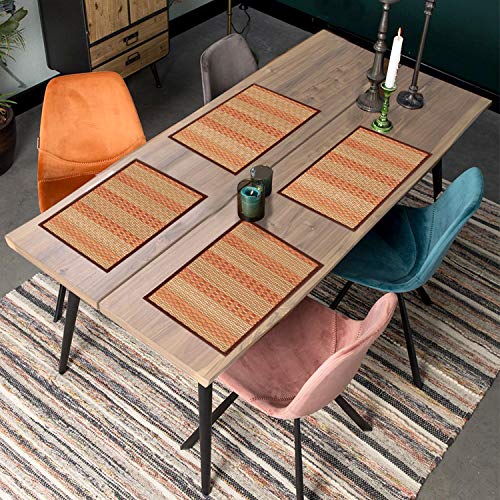 Image of HOKIPO Bamboo Table Mats for Dining Table, Set of 4 Wooden Placemats, 45x30 cm, Orange (AR2816-D6)