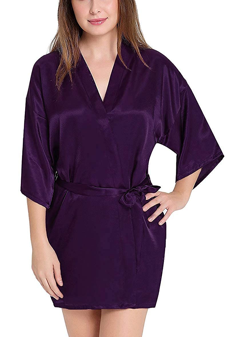 Zoroo Women's Satin Kimono Nightwear Robe With Adjustable & Removable Sash Tie (Purple, Free Size) - Review, Price and Buying Guide