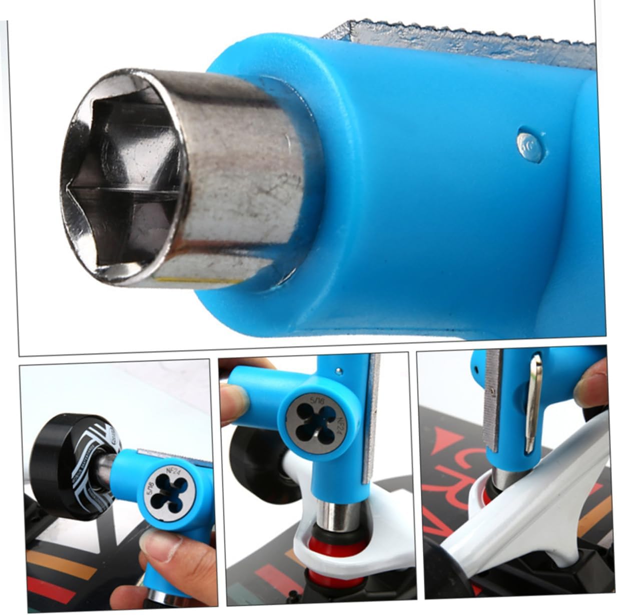 Totority One Skateboard Tool Portable Metal T Tool for Mini Skateboards | Multi Function Repair and Wheel Change Use, Blue Finish, Fits Longboards and Cruisers, Compact Carry Size