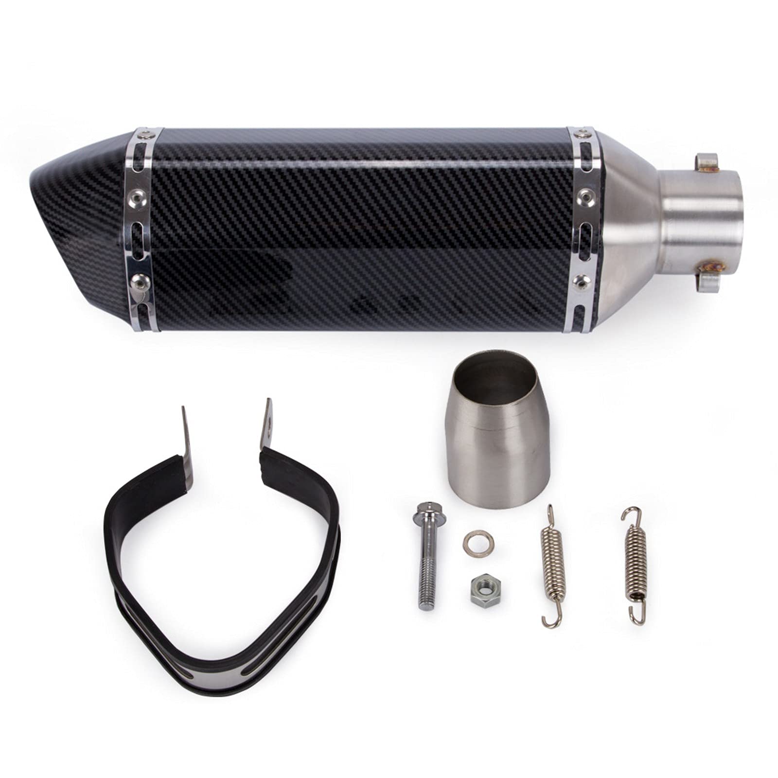 Motocicleta Turbo Escape Down Pipe Silenciador Cola Refit 51mm Hexágono Oblicuo Fibra de Carbono Color Pequeño con Ajuste para Motos Universal