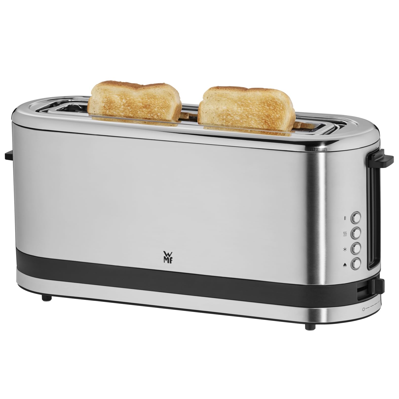 WMF KITCHENMINIS Grille Pain, 1 Fente Extra Longue, 7 Niveaux de Brunissage, Réchauffe Viennoiserie, 4 Fonctions, Inox Cromargan Haute Qualité, 900W, 0414120011