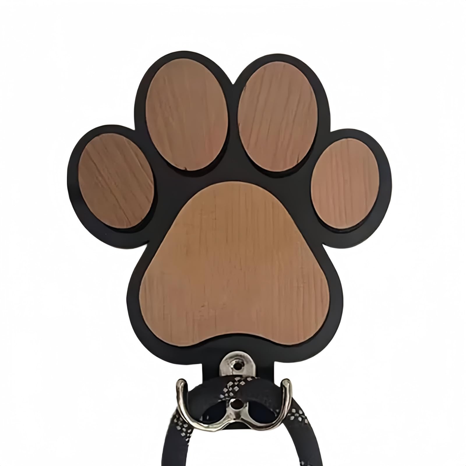 Cuikaan Dog Leash Holder for Wall by The Door,Paw-Shaped Leash Hooks for Wall Decorative,Wall Hooks for Hanging Keychain,Coats & Towels,Gifts for Pet Lovers & Dog Owners,Wooden D/og Lead Hook(Black)