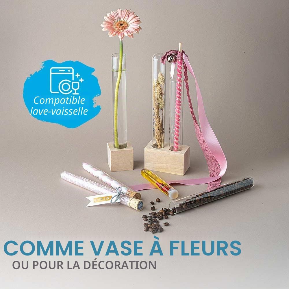 25x Éprouvettes en verre de laboratoire avec des bouchons en liège aggloméré, Tubes à essai, Paroi épaisse (200 x Ø20 mm)