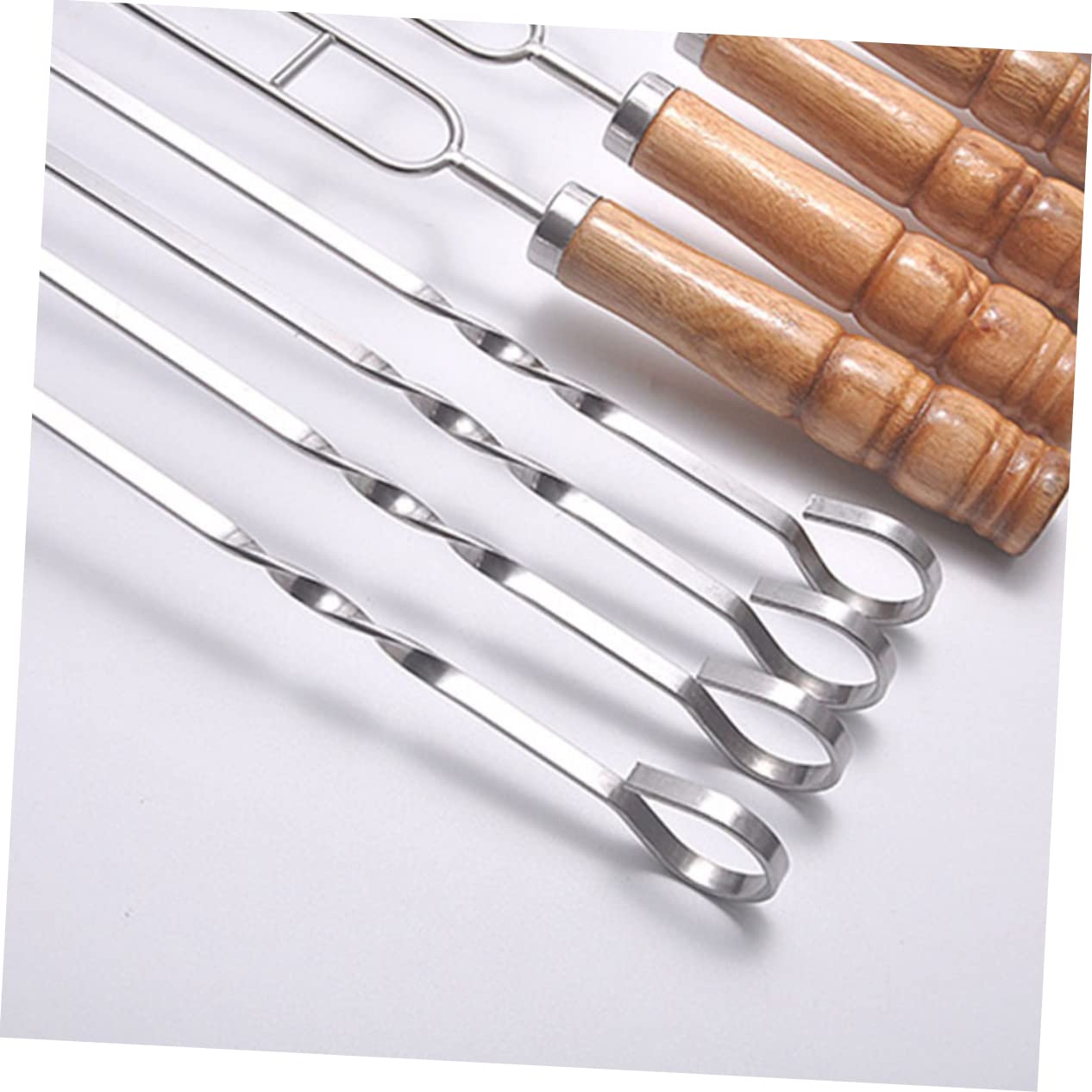 Acciaio Inox Spiedini con Manico in Legno 10 Pezzi, per Barbecue